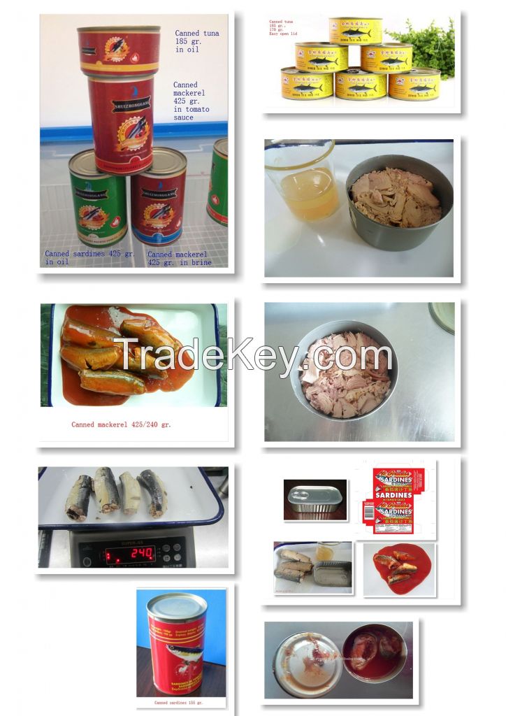 Canned sardines, canned tuna and canned mackerel of Chinese origin