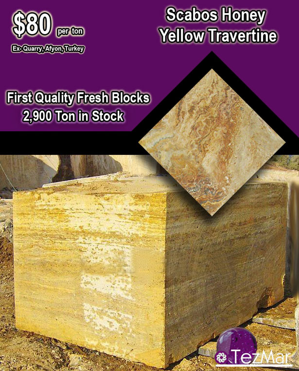 Scabos Honey Yellow Travertine Blocks