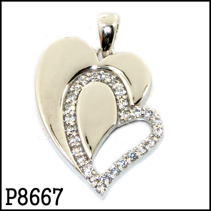 925 Silver &amp; Gold Pendant (Set with CZ)