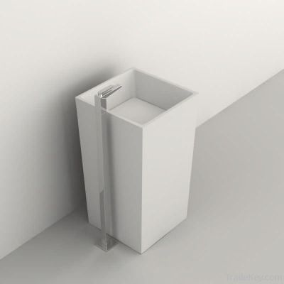 Solid surface free standing basin