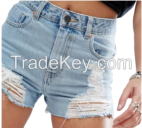 custom casual Denim Short Slim Straight  women unisex Scratch Shorts casual summer light blue black