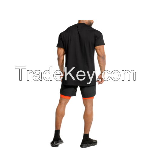 custom Bodybuilding Muscle athletic sports men gym workout fitness short sleeve t shirts straight hem line slim fit Cross