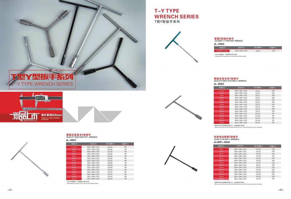 Sleeve Annex Series, T-Y Type Wrench Series, Tire Wrench Series, L-Shaped Milling Wrench Series, Chisel Tool Series, Cross Wrench Series, Plastic handle Wrench Series, Spark Plug Wrench Series, Oil Filter Wrench Series