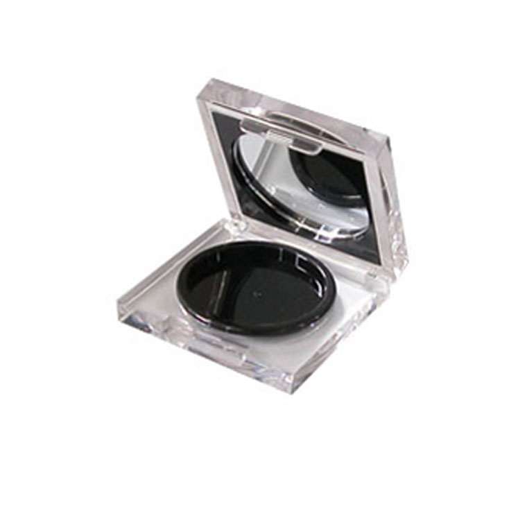 square plastic transparent powder case with mirror