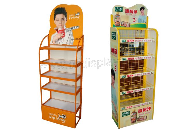 Floor standing metal display for cosmetics