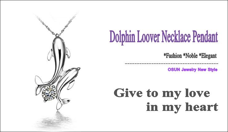 silver dolphin pendant, sterling silver necklace, fashion jewely 