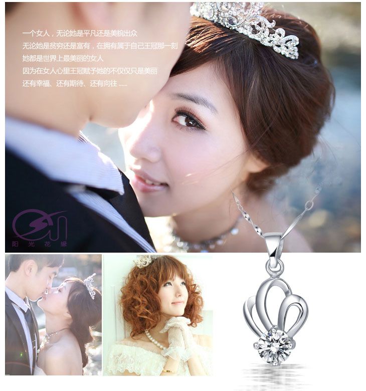 silver pendants, Imperial crown shape fashion jewelry, silver plated platinum