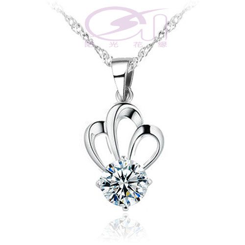 silver pendants, Imperial crown shape fashion jewelry, silver plated platinum