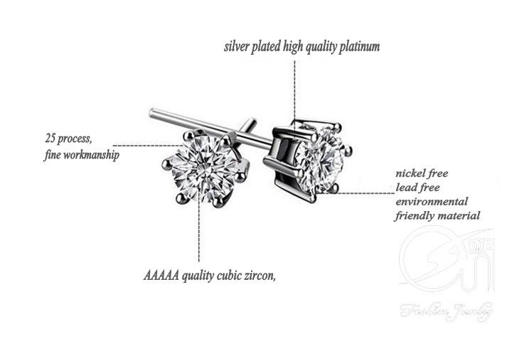 sell  silver earrings, zircon crystal jewelry