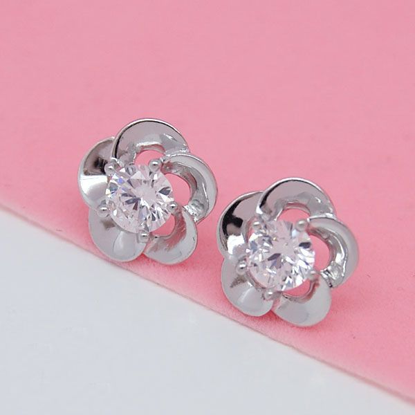 fashion silver  earrings, plum flower stud earrings