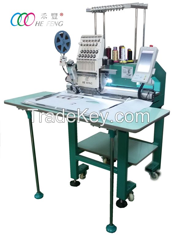 Multi-purpose Single Head 12 Needles Cap / T-shirt / Flat Embroidery Machine