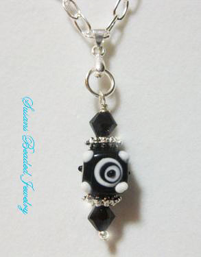 Gorgeous Black and White Eye Pendant