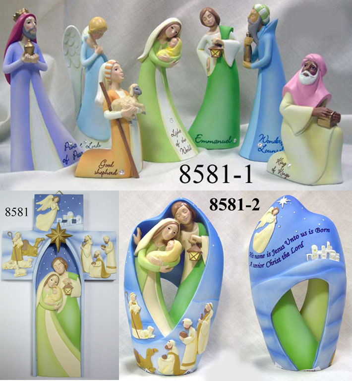 RESIN NATIVITY SET DECORATION