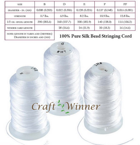 100% Natural silk beading cord