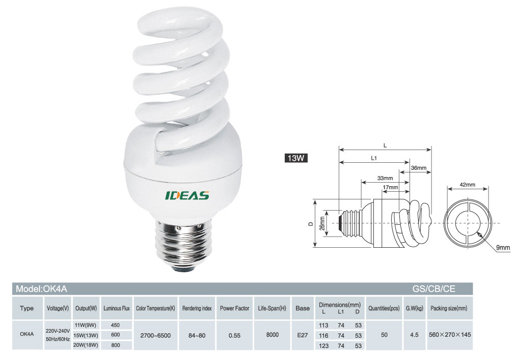 Spiral Compact Fluorescent Lamp