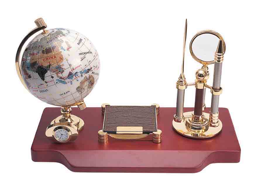 Wooden Desktop Set With Globe