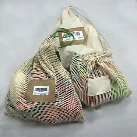 Organic cotton reusable drawstring bags