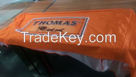 Customized printed spandex table cover , chair cover with stretch fabric used for tradeshow events