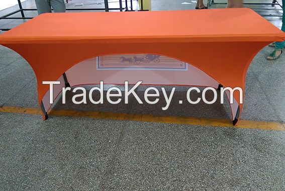 Customized printed spandex table cover , chair cover with stretch fabric used for tradeshow events