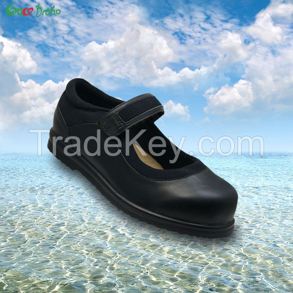 China factory Leather seamless lining  comfort Shoes with extra depth and removable insole