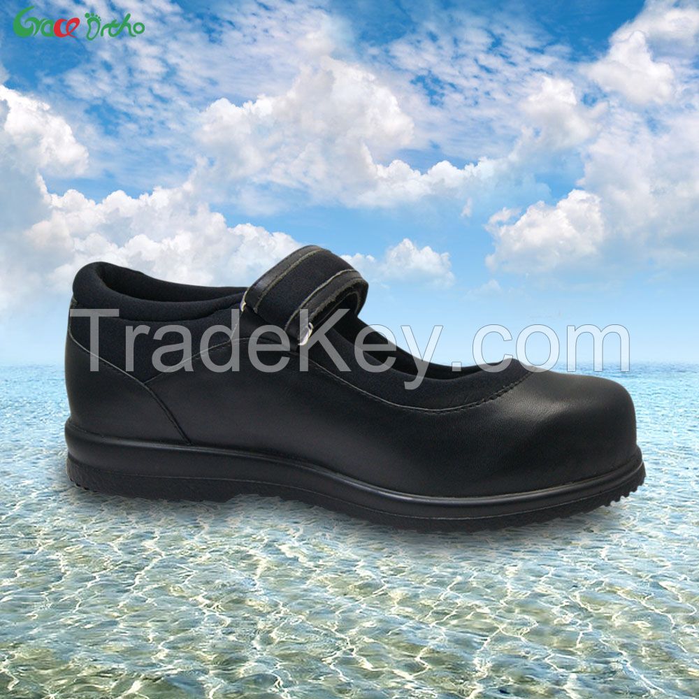 China factory Leather seamless lining  comfort Shoes with extra depth and removable insole