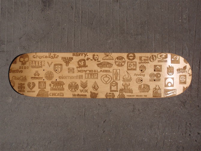 lasered skateboard deck