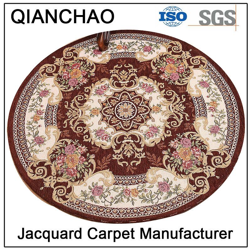 European Style Jacquard Anti Slip Living Room Round Rug Carpet