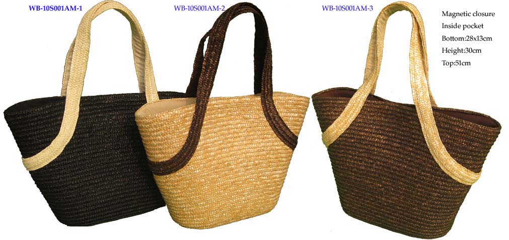 striped straw bag