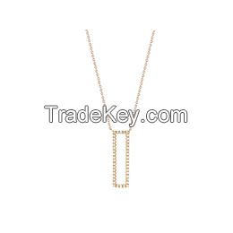 Rectangle Hollow CZ Studded Pendant,