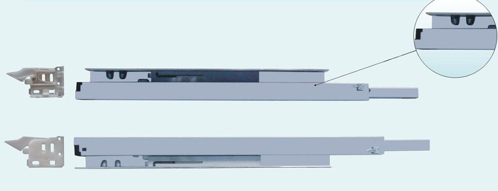 Half extention soft closing concearled slide with damper