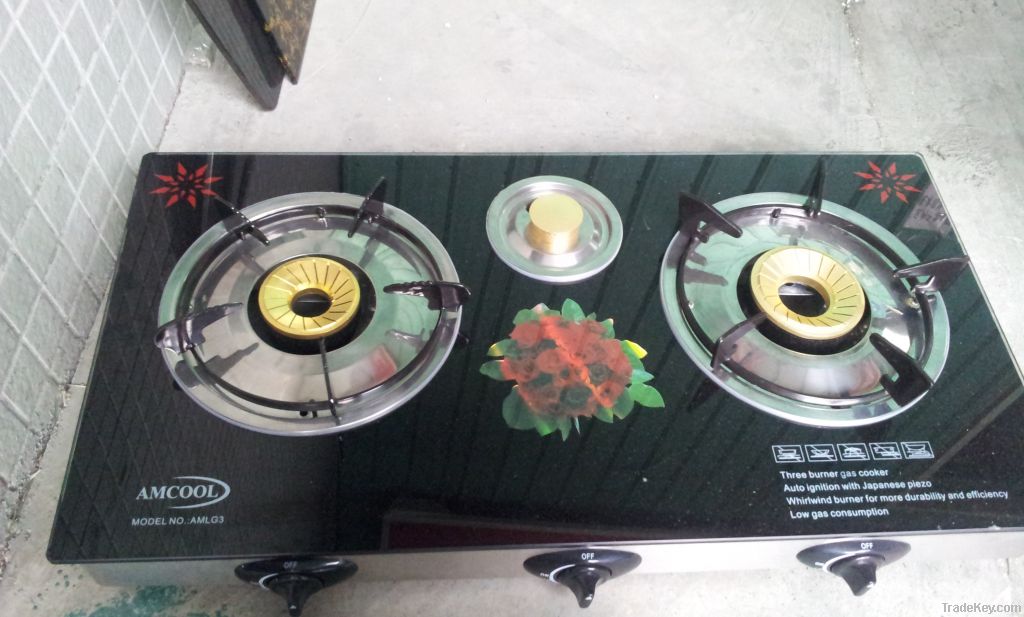 india burner Temper glass gas cooker, gas stove