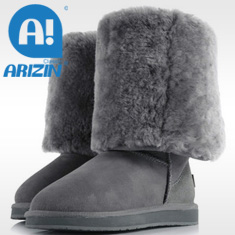 Fashion lady boots, winter snow boots with two-face sheepskin material