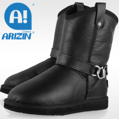 Fashion leather boots, lady snow boots with two-face sheepskin