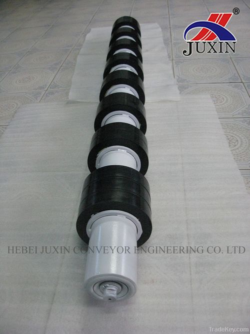 Conveyor Carrying Idler , conveyor return roller with rubber ring,