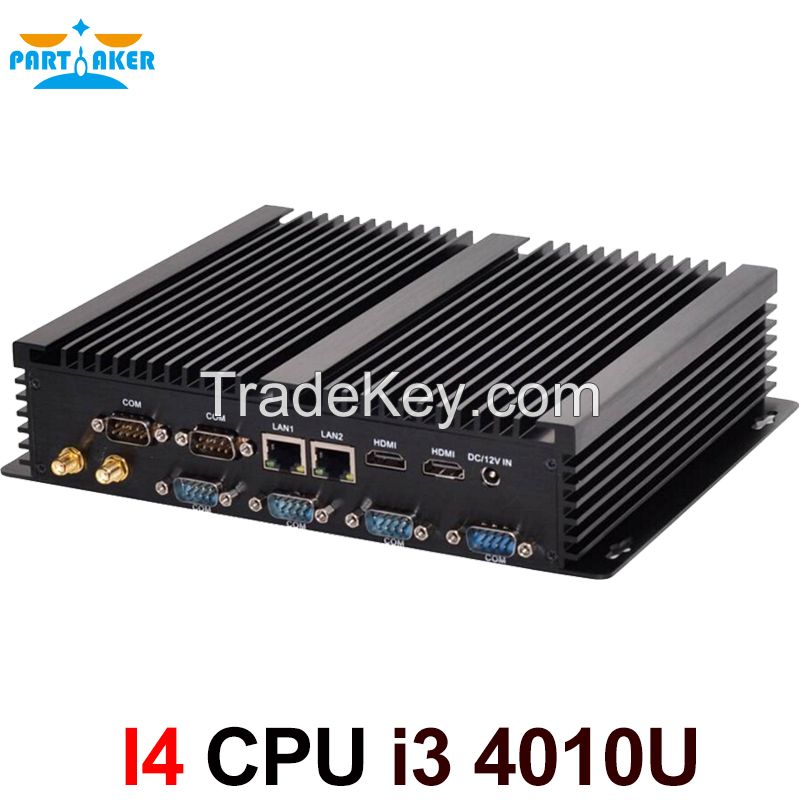 Partaker I4 Industrial Mini PC with 6 COM 2 HDMI 2 Lan Black Color Intel i3 4005u 4010u i5 4200u i7 4510u Processor