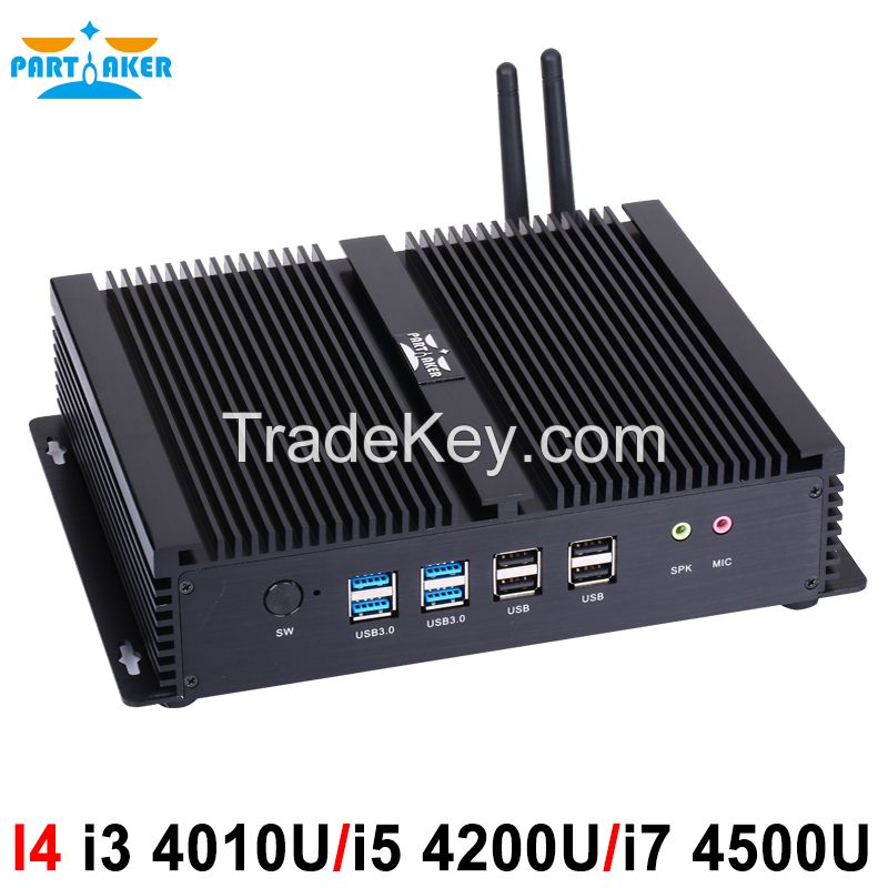 Partaker I4 Industrial Mini PC with 6 COM 2 HDMI 2 Lan Black Color Intel i3 4005u 4010u i5 4200u i7 4510u Processor