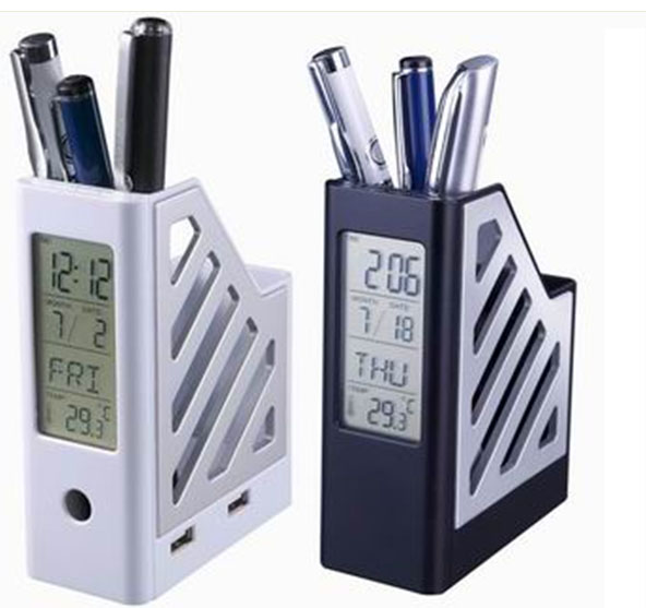 Pen Holder USB HUB with Digital Clock