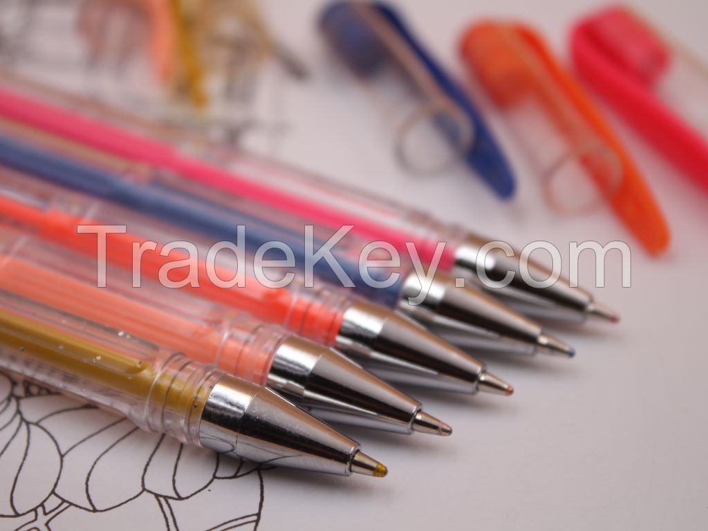 40 colors gel pen set with metal mesh pen holder