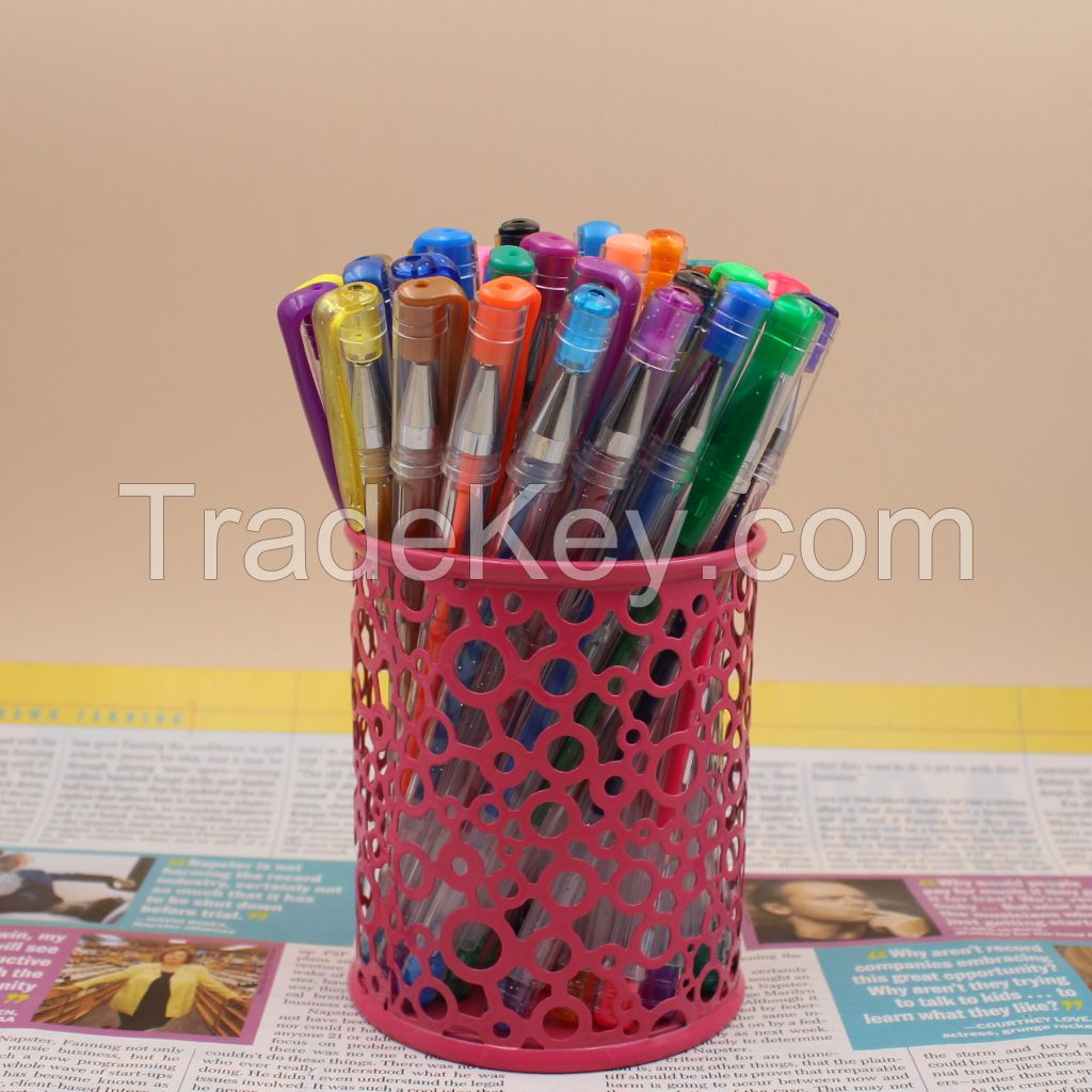 40 colors gel pen set with metal mesh pen holder