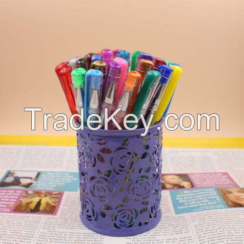 40 colors gel pen set with metal mesh pen holder