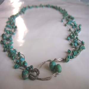 Handmade Turquoise Silk Thread Necklace