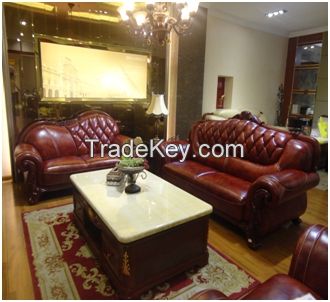 classic sofa European style luxury genuine leather sofa AJ025