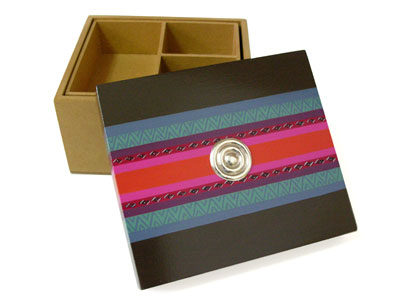 Hand painted Peruvian Small jewelry box sterling silver application