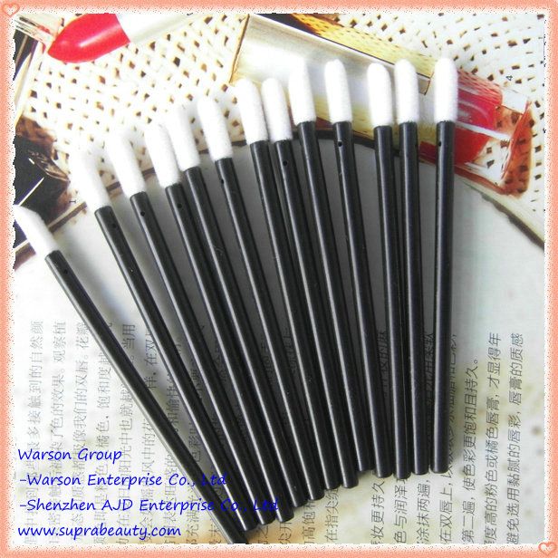 Plastic handle lip gloss applicator, disposable lip brush