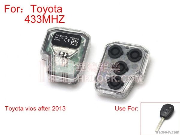 Toyota Vios 2 button remote control 433 frequency (after 2013)