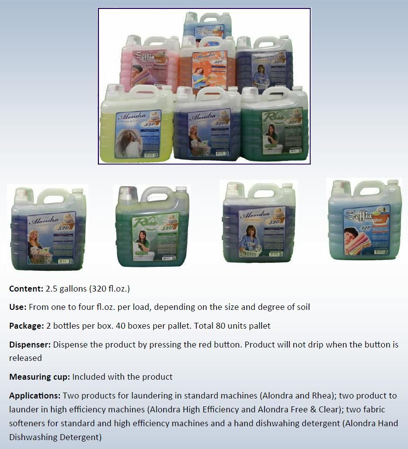 Alondra Detergent, Rhea Detergent, Soffia Softener, Private label Offer, Custom Blend, Alondra Pillows