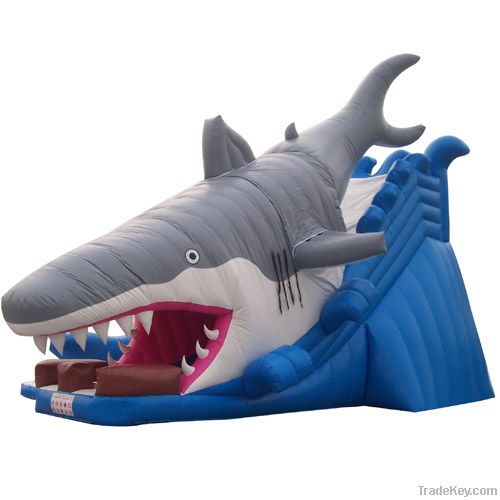 Inflatable Shark Slide With Pool