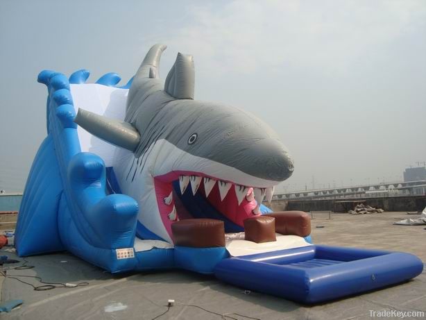 Inflatable Shark Slide With Pool