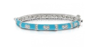 Enamel CZ Pave Heart Baby Boy Bangle Bracelet