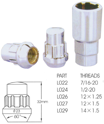 auto parts or car parts series of nut, bolt and wheel lock